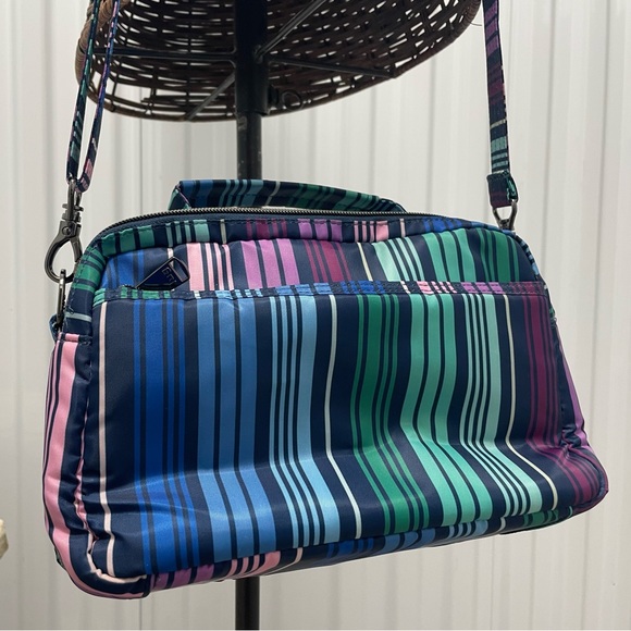 Love Stripe Multi Color Print Lug Medium Top Handle Crossbody Scoop SE - Picture 10 of 16